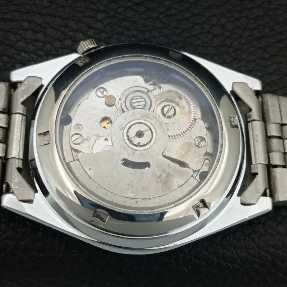 Vintage 1986 Seiko Automatic Mens Silver Watch W/daydate & Brown accents